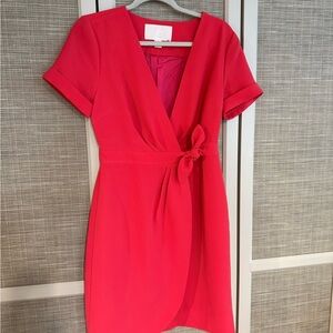 J Crew Collection | Tie Front Dress | Size 4 / Small | Bright Red / Coral | Wrap